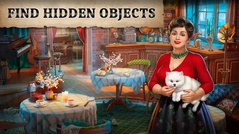 Kadr ze hry Hidden Objects: Coastal Hill — scéna s obývacím pokojem