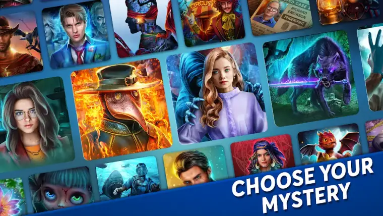 Kadr ze hry Mystery Files: Hidden Objects — ilustrovaný pokoj s knihami