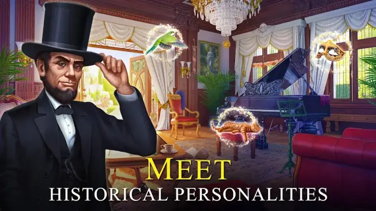 Kadr ze hry Time Gap Hidden Object Mystery s historickou postavou